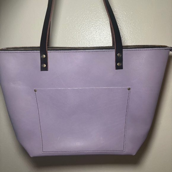portland leather goods Handbags - Portland Leather Goods Large Zip Tote in Lavender